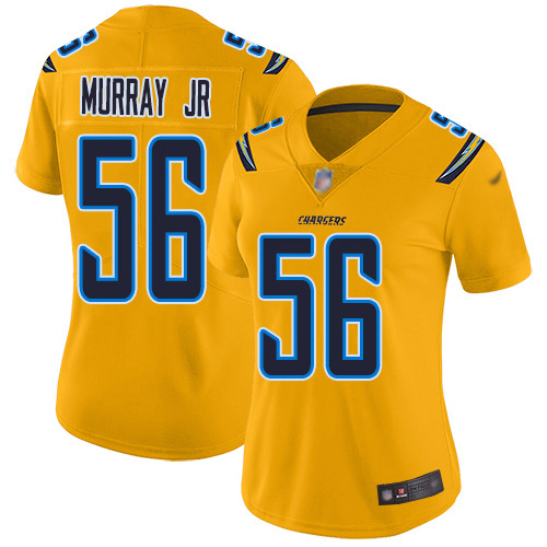 Los Angeles Chargers #56 Kenneth Murray Jr Gold Women's Stitched Limited Inverted Legend Jersey Womens