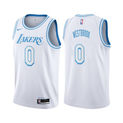 Los Angeles Lakers #0 Russell Westbrook Womens White Swingman 2020-21 City Edition Jersey Womens