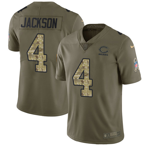 Bears #4 Eddie Jackson Olive/Camo Men's Stitched Limited 2017 Salute To Service Jersey