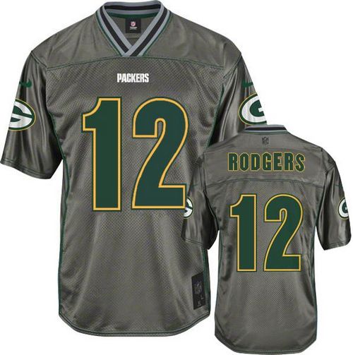 Packers #12 Aaron Rodgers Grey Men's Stitched Elite Vapor Jersey