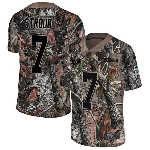 Texans #7 C.J. Stroud Camo Youth Stitched Limited Rush Realtree Jersey