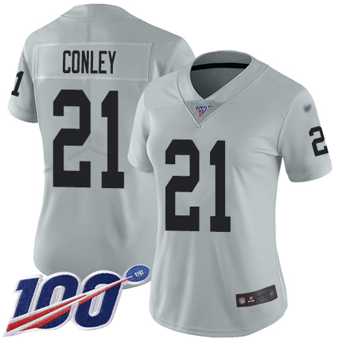 Las Vegas Raiders #21 Gareon Conley Silver Women's Stitched Limited Inverted Legend 100th Season Jersey Womens
