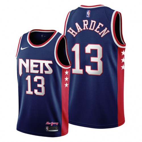 Brooklyn Brooklyn Nets #13 James Harden Youth 2021-22 City Edition Throwback 90s Wordmark Navy Jersey Youth