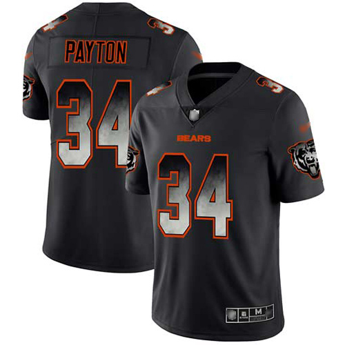 Bears #34 Walter Payton Black Men's Stitched Vapor Untouchable Limited Smoke Fashion Jersey
