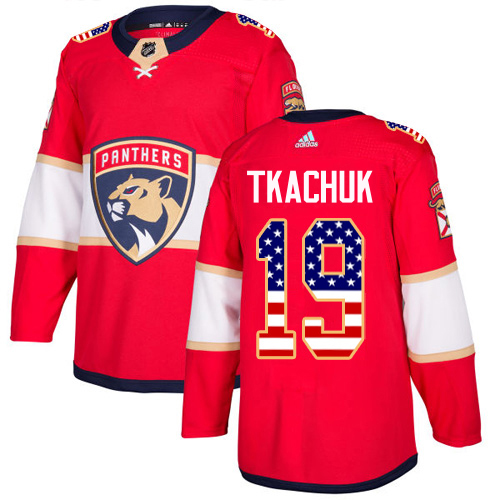 Adidas Panthers #19 Matthew Tkachuk Red Home Authentic USA Flag Stitched Youth Jersey