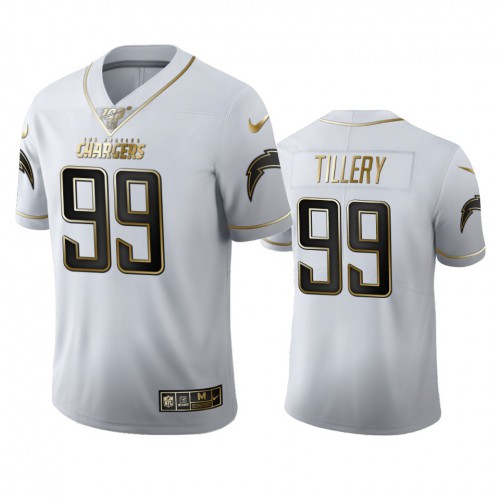 Los Angeles Los Angeles Chargers #99 Jerry Tillery Men's White Golden Edition Vapor Limited 100 Jersey Men's
