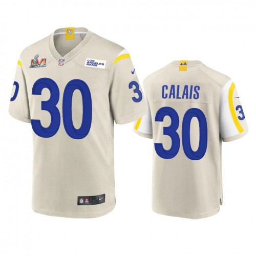 Los Angeles Los Angeles Rams #30 Raymond Calais Men's Super Bowl LVI Patch Game Jersey - Bone Men's