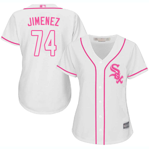 Chicago White Sox #74 Eloy Jimenez White/Pink Fashion Women's Stitched Jersey Womens