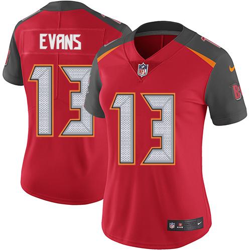 Buccaneers #13 Mike Evans Red Team Color Women's Stitched Vapor Untouchable Limited Jersey