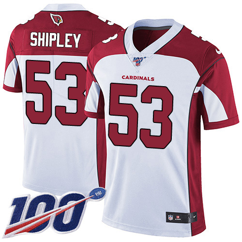 Arizona Cardinals #53 A.Q. Shipley White Men's Stitched 100th Season Vapor Limited Jersey Men's