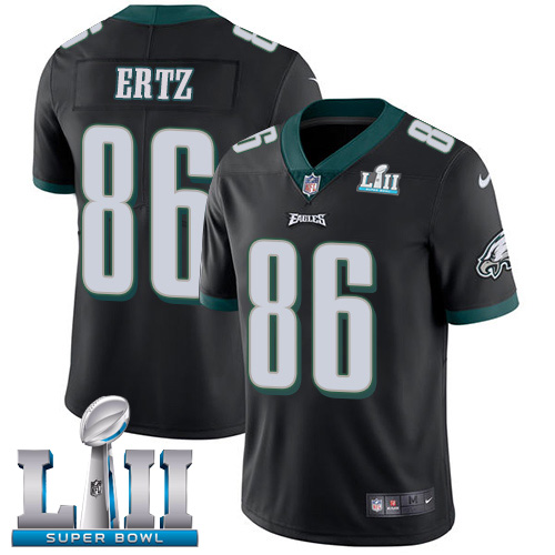Philadelphia Eagles #86 Zach Ertz Black Alternate Super Bowl LII Men's Stitched Vapor Untouchable Limited Jersey Men's