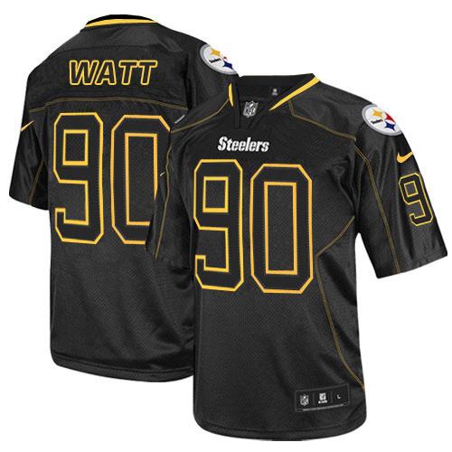 Steelers #90 T. J. Watt Lights Out Black Men's Stitched Elite Jersey