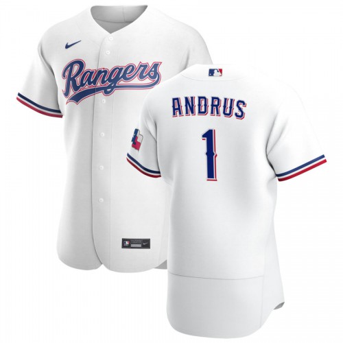 Texas Texas Rangers #1 Elvis Andrus Men's White Home 2020 Authentic Player Jersey Men's