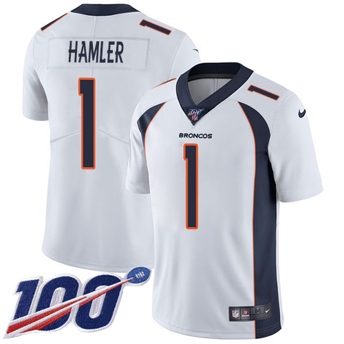 Broncos #1 KJ Hamler White Youth Stitched 100th Season Vapor Untouchable Limited Jersey