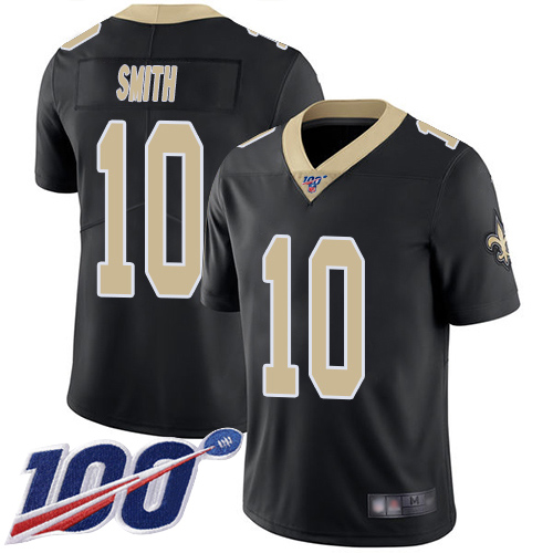 New Orleans Saints #10 Tre'Quan Smith Black Team Color Men's Stitched 100th Season Vapor Limited Jersey Men's