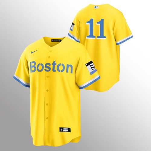 Boston Boston Red Sox #11 Rafael Devers Men's 2021 City Connect Gold Fans Version Jersey - No Name Men's