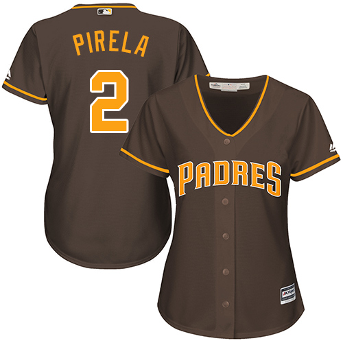 San Diego Padres #2 Jose Pirela Brown Alternate Women's Stitched Jersey Womens