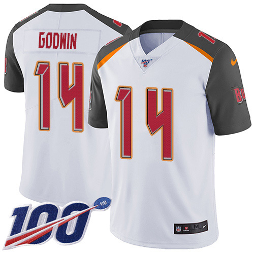 Buccaneers #14 Chris Godwin White Men's Stitched 100th Season Vapor Untouchable Limited Jersey