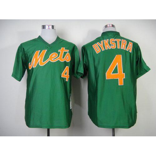 Mitchell And Ness 1985 New York Mets #4 Lenny Dykstra Green Throwback Stitched Jersey Men's