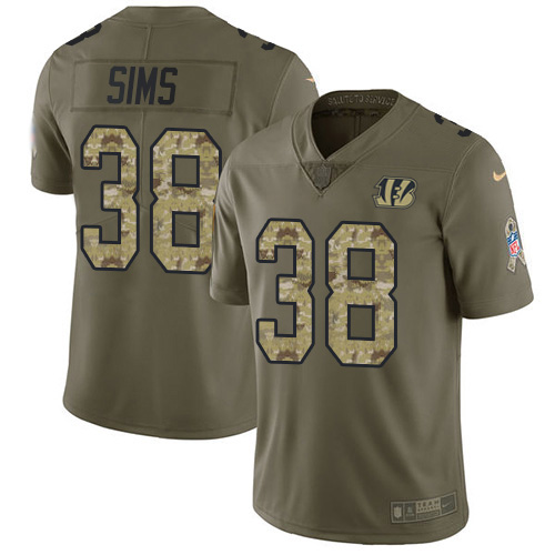 Cincinnati Bengals #38 LeShaun Sims Olive/Camo Men's Stitched Limited 2017 Salute To Service Jersey Men's