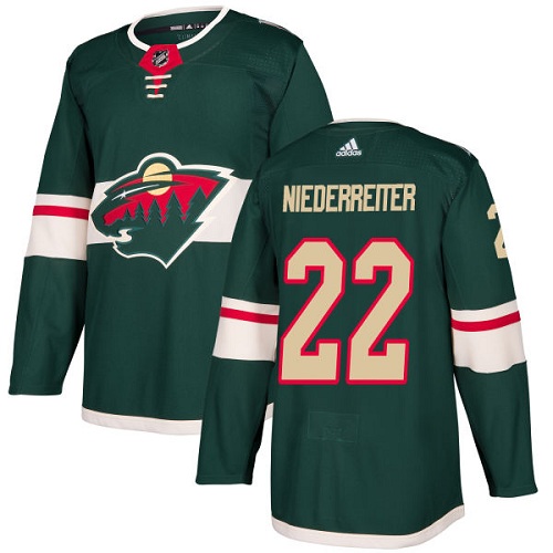 Adidas Minnesota Wild #22 Nino Niederreiter Green Home Authentic Stitched Jersey Men's