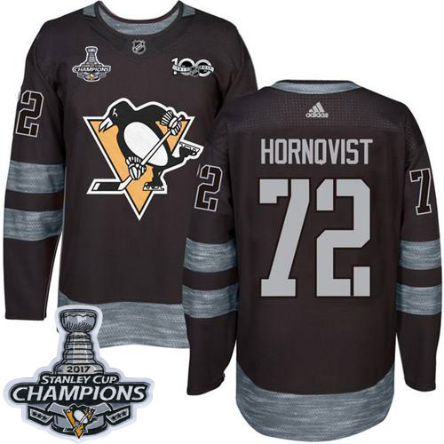 Adidas Pittsburgh Penguins #72 Patric Hornqvist Black 1917-2017 100th Anniversary Stanley Cup Finals Champions Stitched Jersey Men's