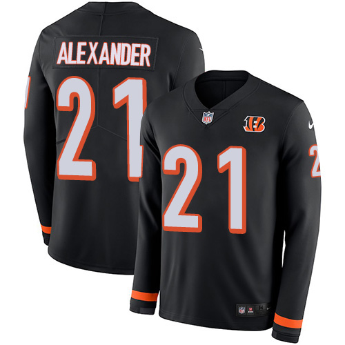 Cincinnati Bengals #21 Mackensie Alexander Black Team Color Youth Stitched Limited Therma Long Sleeve Jersey Youth