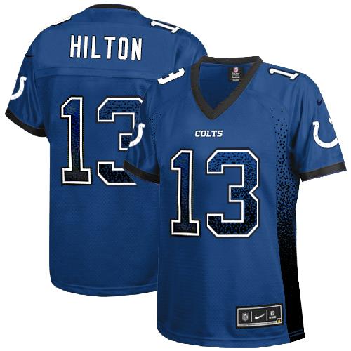Colts #13 T.Y. Hilton Royal Blue Team Color Women's Stitched Elite Drift Fashion Jersey