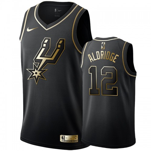 San Antonio Spurs #12 LaMarcus Aldridge Mens Black Golden Edition Swingman Jersey Mens
