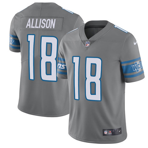 Detroit Lions #18 Geronimo Allison Gray Men's Stitched Limited Rush Jersey Men's