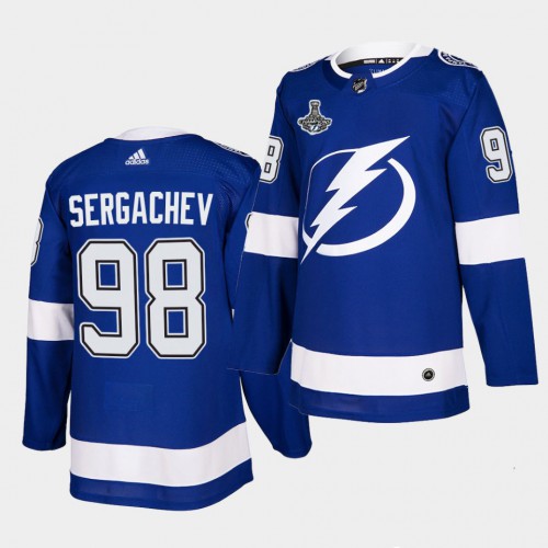 Adidas Tampa Bay Lightning #98 Mikhail Sergachev Blue Home Authentic 2021 Stanley Cup Champions Jersey Youth