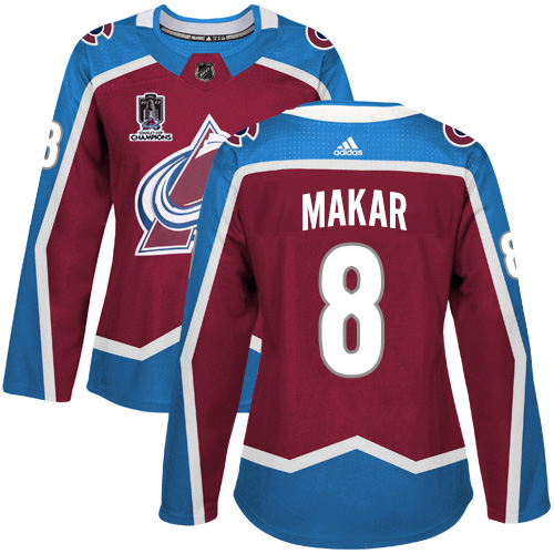 Adidas Colorado Avalanche #8 Cale Makar Burgundy Women's 2022 Stanley Cup Champions Burgundy Home Authentic Stitched Jersey Womens