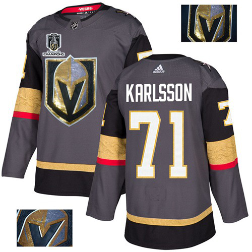 Adidas Golden Knights #71 William Karlsson Grey 2023 Stanley Cup Champions Home Authentic Fashion Gold Stitched Jersey