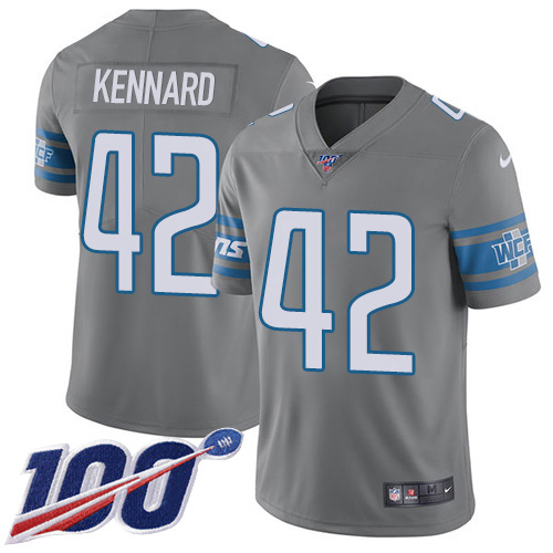 Detroit Lions #42 Devon Kennard Gray Youth Stitched Limited Rush 100th Season Jersey Youth