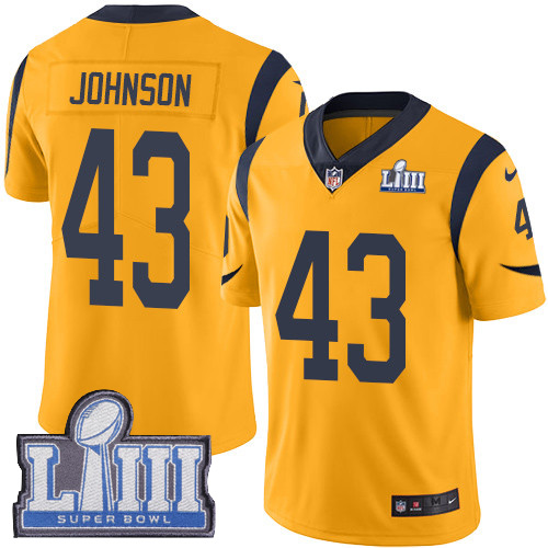 Los Angeles Rams #43 John Johnson Gold Super Bowl LIII Bound Men's Stitched Limited Rush Jersey Men's