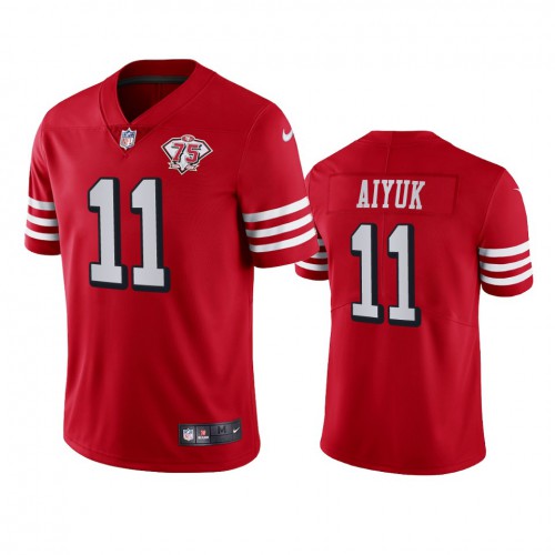 San Francisco 49ers #11 Brandon Aiyuk Red Rush Youth 75th Anniversary Stitched Vapor Untouchable Limited Jersey Youth