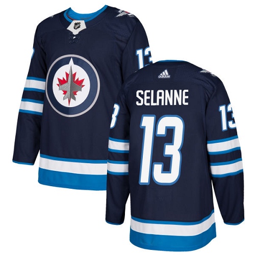 Adidas Winnipeg Jets #13 Teemu Selanne Navy Blue Home Authentic Stitched Youth Jersey Youth
