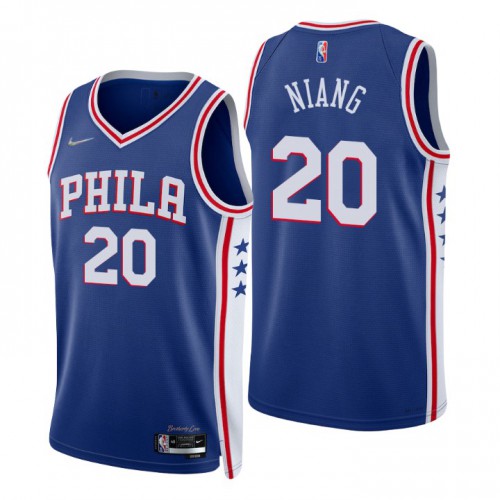 Philadelphia 76ers #20 Georges Niang Royal Mens 2021-22 75th Anniversary Diamond Swingman Jersey - Icon Edition Mens