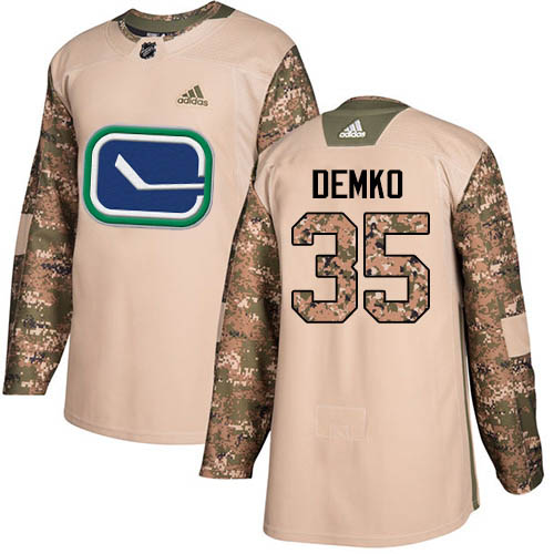 Adidas Vancouver Canucks #35 Thatcher Demko Camo Authentic 2017 Veterans Day Stitched Youth Jersey Youth