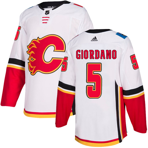 Adidas Calgary Flames #5 Mark Giordano White Road Authentic Stitched Youth Jersey Youth