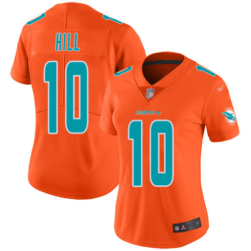 Dolphins #10 Tyreek Hill Orange Women's Stitched Limited Inverted Legend Jersey