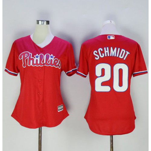 Philadelphia Phillies #20 Mike Schmidt Red Women's Alternate Stitched Jersey Womens