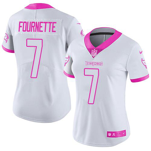 Tampa Bay Buccaneers #7 Leonard Fournette White/Pink Women's Stitched Limited Rush Fashion Jersey