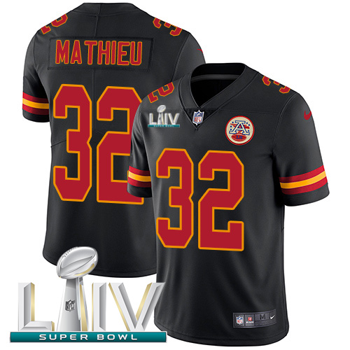 Kansas City Chiefs #32 Tyrann Mathieu Black Super Bowl LIV 2020 Men's Stitched Limited Rush Jersey Men's