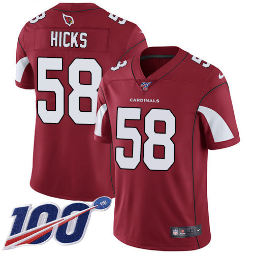 Arizona Cardinals #58 Jordan Hicks Red Team Color Men's Stitched 100th Season Vapor Limited Jersey Men's