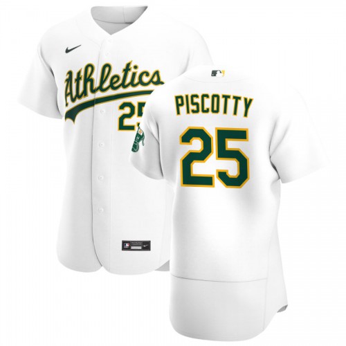 Oakland Oakland Athletics #25 Stephen Piscotty Men's White Home 2020 Authentic Player Jersey Men's