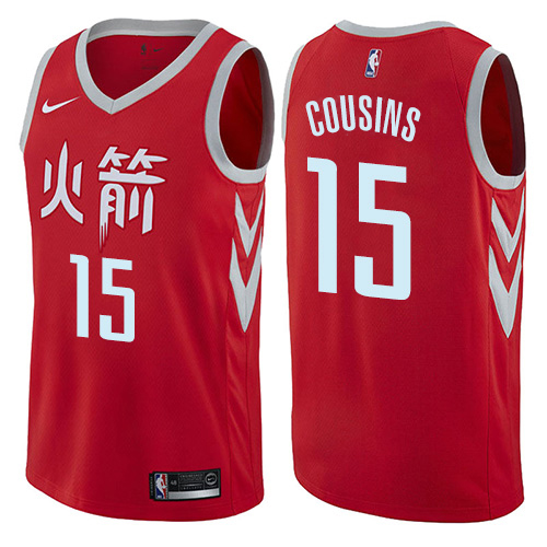 Houston Rockets #15 DeMarcus Cousins Red Youth Swingman City Edition Jersey Youth