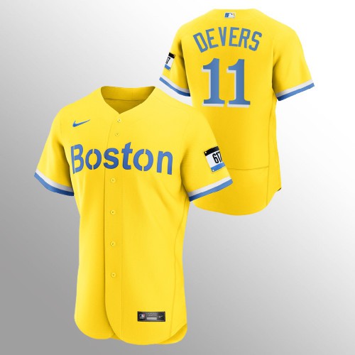 Boston Boston Red Sox #11 Rafael Devers Men's 2021 City Connect Gold Authentic Jersey Men's