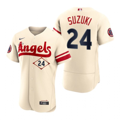 Los Angeles Los Angeles Angels #24 Kurt Suzuki Cream Men's Authentic 2022 City Connect Jersey Men's