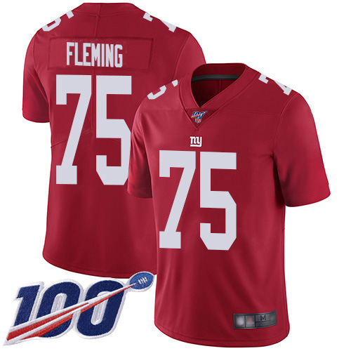 New York Giants #75 Cameron Fleming Red Youth Stitched Limited Inverted Legend 100th Season Jersey Youth